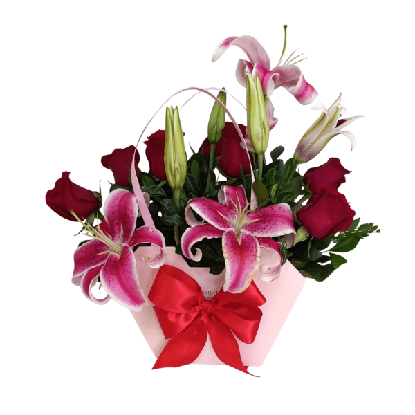 Cartera con rosas y lilium perfumado